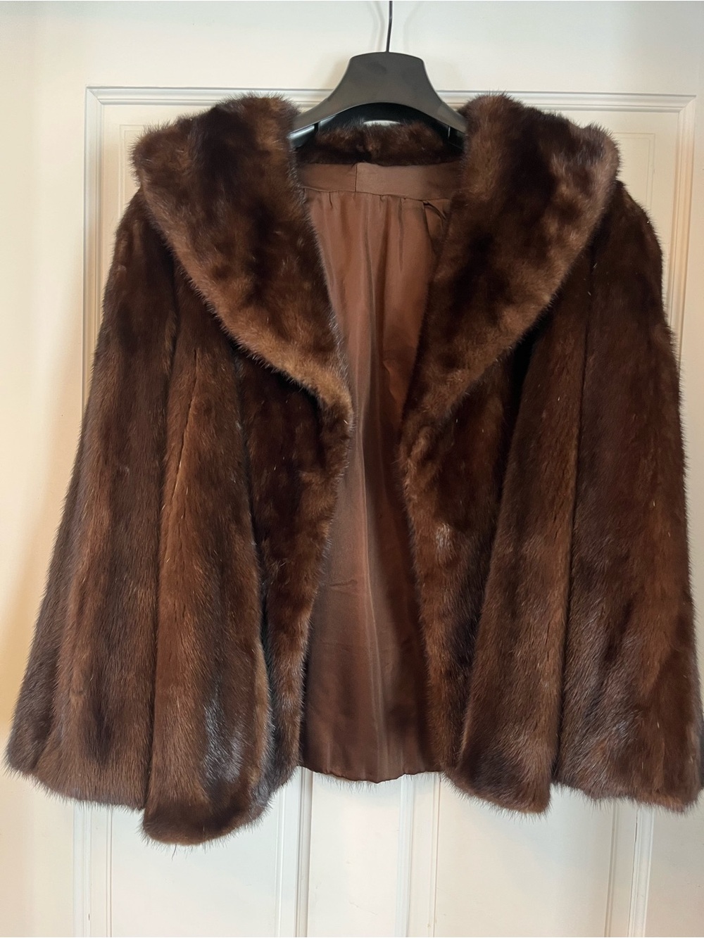Vintage Genuine Brown Mink Fur Cape Jacket